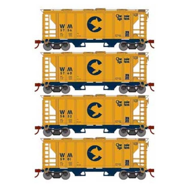 Roundhouse 2396 HO PS-2 2003 2 Bay Covered Hopper Chessie System WM 4 Pack