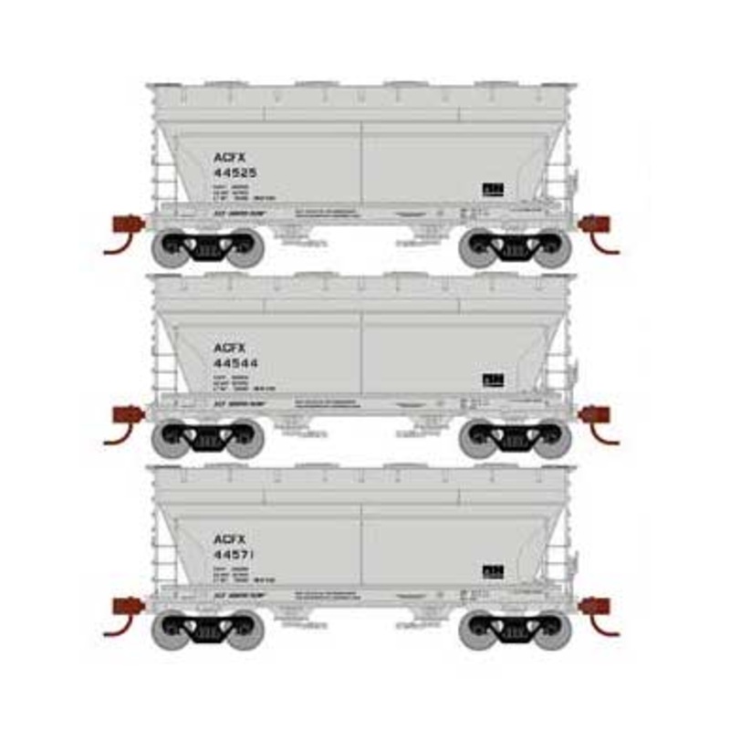 Athearn 81058 HO Scale ACF 2970 2 Bay Covered Hopper ACF Leasing ACFX 3 Pack