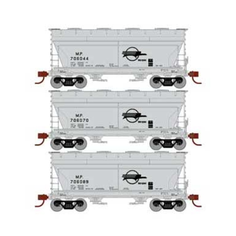 Athearn 81070 HO Scale ACF 2970 2 Bay Covered Hopper Missouri Pacific MP 3 Pack