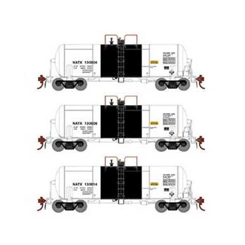 Athearn Genesis G25754 HO Scale 13,000 Gallon Acid Tank Car GE Rail NATX 3 Pack