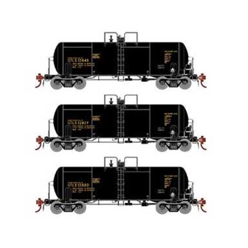 Athearn Genesis G25766 HO Scale 13,000 Gallon Acid Tank Car "Black" UTLX 3 Pack
