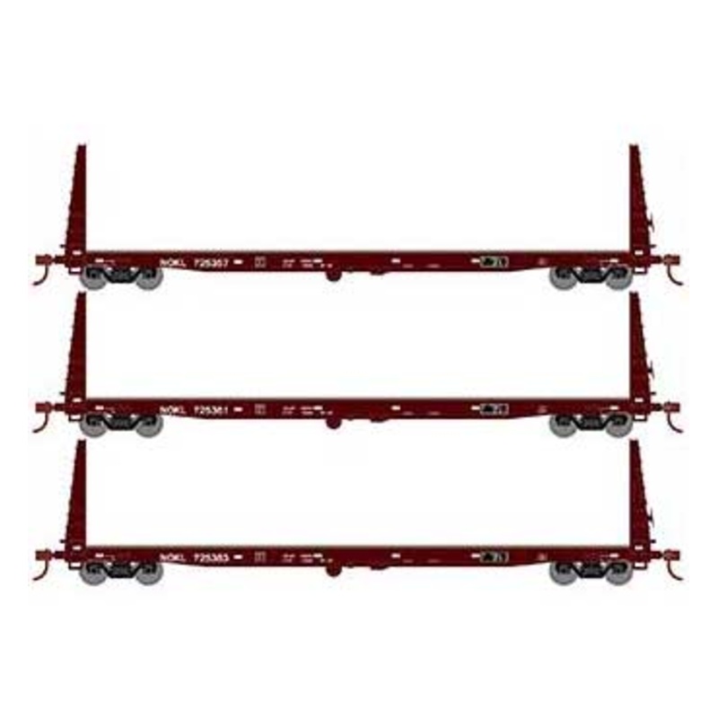 Athearn HO Scale 17229 60' Bulkhead Flatcar NOKL 3 Pack