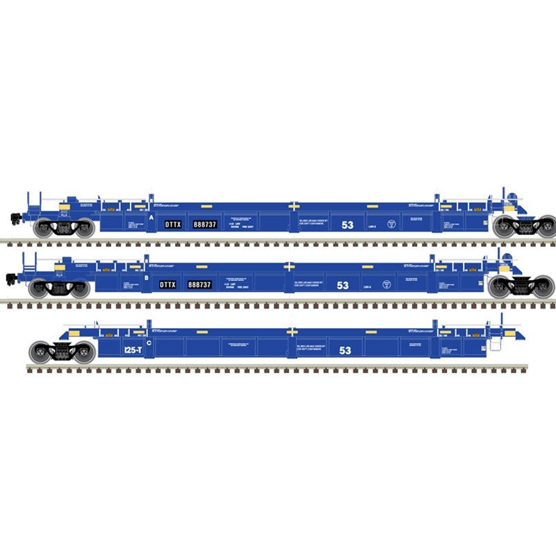 Atlas 20006624 HO Scale Thrall 53' 3-Unit Articulated Well Car "Blue Patch" DTTX 888873