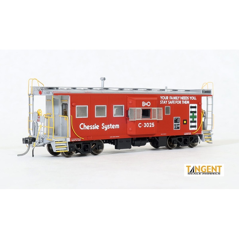 Tangent Scale Models 60024-01 HO Scale ICC B&O I-18 Caboose Chessie System Red Safety B&O C-3025
