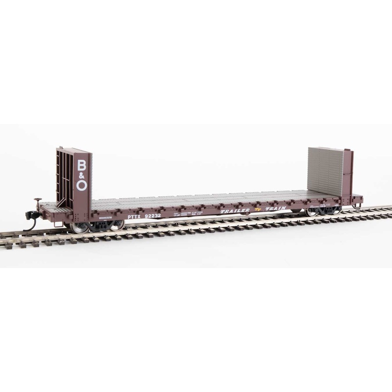Walthers Mainline 910-5816 60' Pullman Bulkhead Flatcar Trailer Train B&O/ PTTX 92232