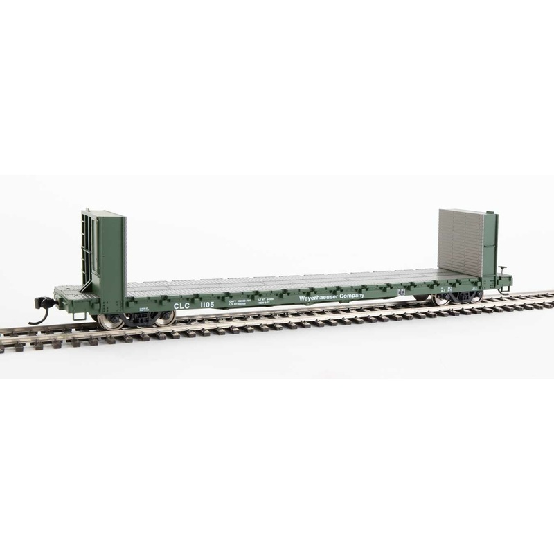 Walthers Mainline 910-5827 60' Pullman Bulkhead Flatcar Weyerhauser CLC 1105