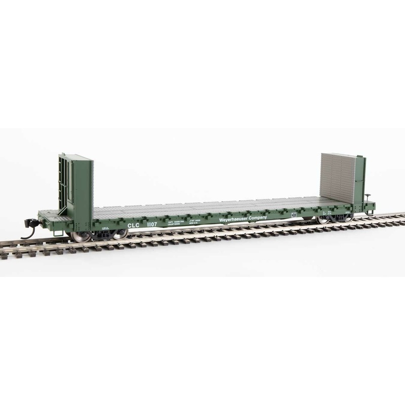 Walthers Mainline 910-5828 60' Pullman Bulkhead Flatcar Weyerhauser CLC 1107