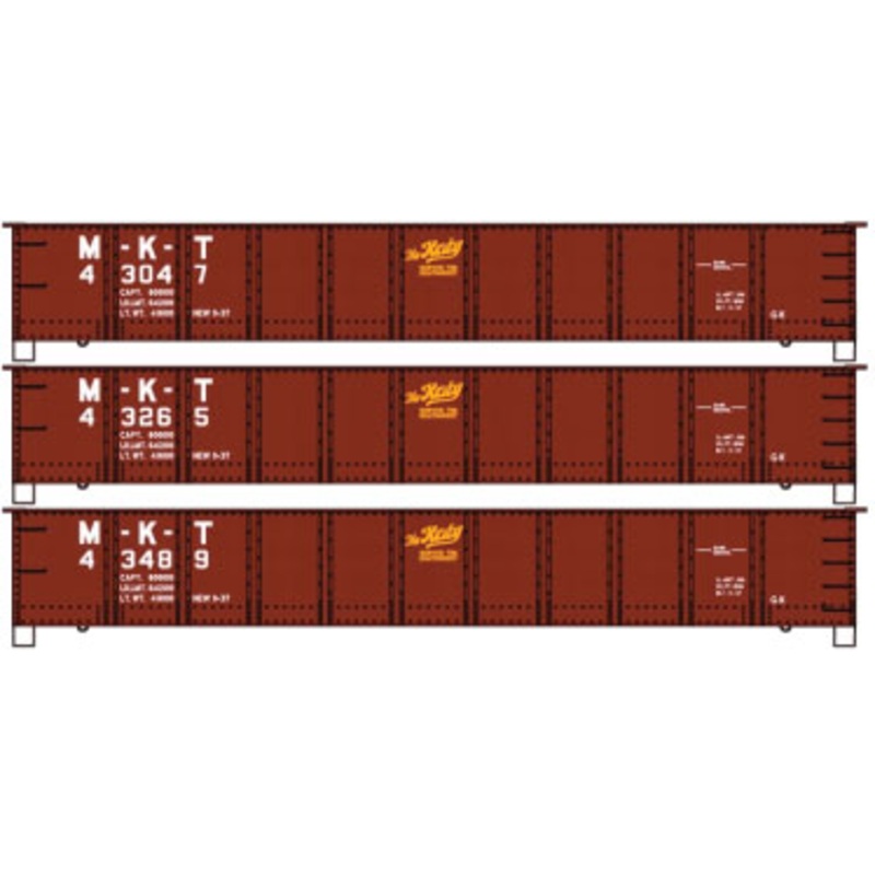 Accurail 37604 HO Scale 41' AAR Steel Gondola Kit 3 Pack M-K-T - NOS