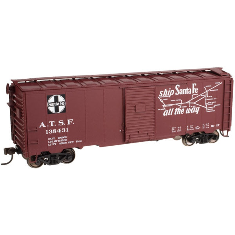 Atlas Trainman 21000043 HO Scale 40' 1937 AAR Boxcar Kit Santa Fe "The Scout" ATSF 138431 - NOS