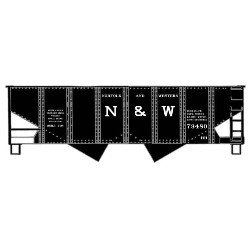 Accurail 81521 HO Scale USRA 55 Ton 2 Bay Open Hopper Kit Norfolk & Western NW N&W #'s Vary