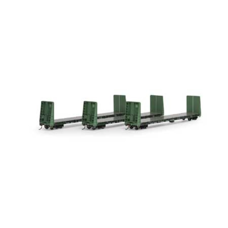 Athearn 17080 HO Scale 60' Bulkhead Flatcar PGE 3 Pack