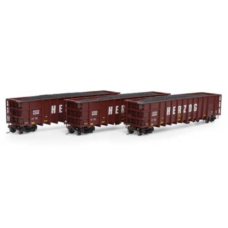 Athearn 7478 HO Scale Thrall High Side Gondola with Load Herzog "Brown" HZGX 3 Pack #3