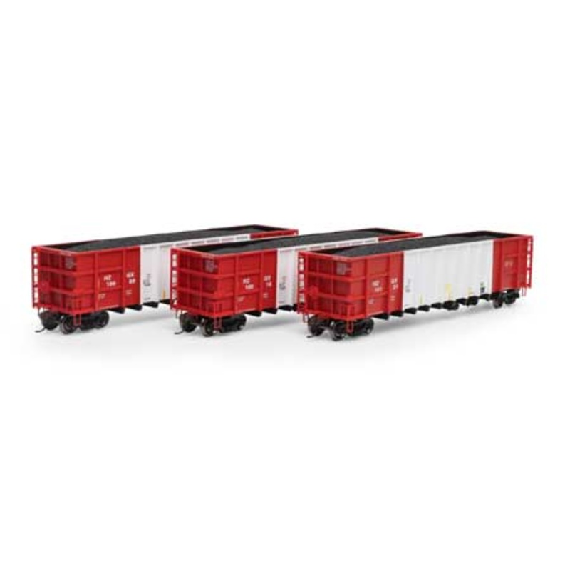Athearn 7480 HO Scale Thrall High Side Gondola with Load Herzog "Red/White" HZGX 3 Pack #1