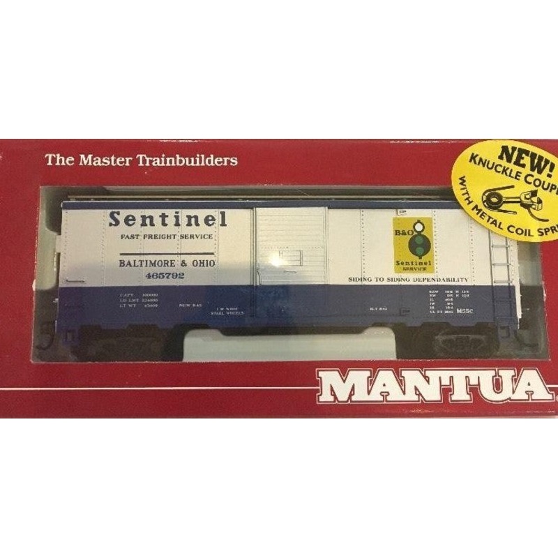 Mantua 734-585 HO Scale 40' Steel Boxcar "Sentinel" B&O 465792 - NOS