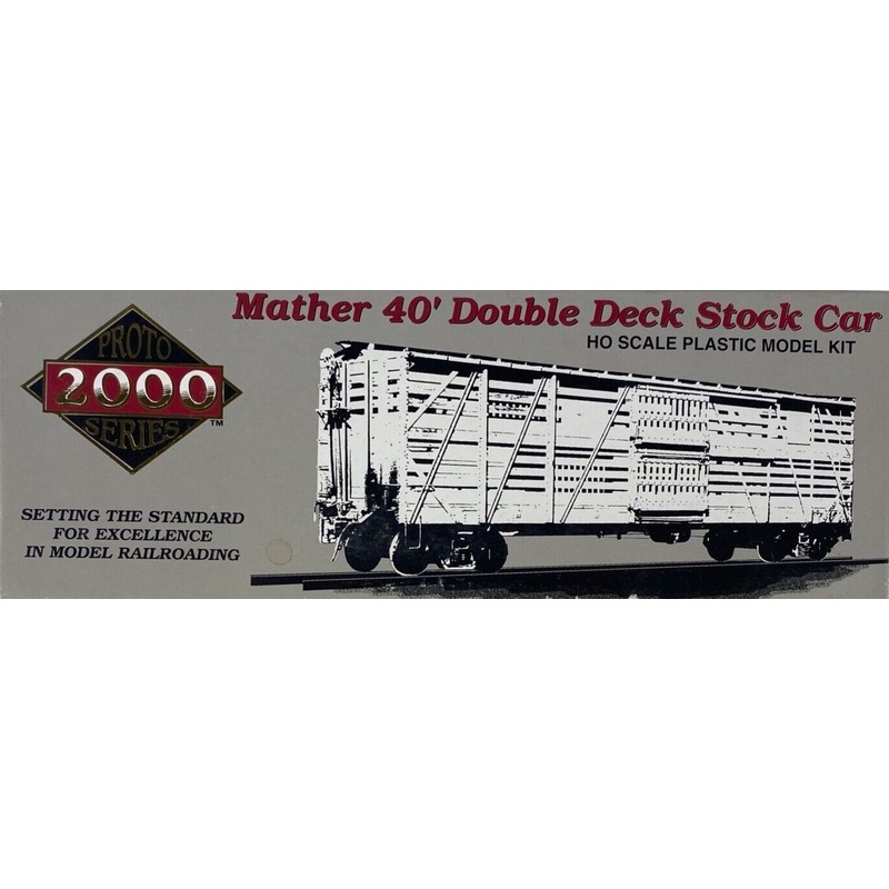 Proto 2000 433-21381 HO Scale 40' Mather Double Deck Stock Car Kit CB&Q 50076 - NOS