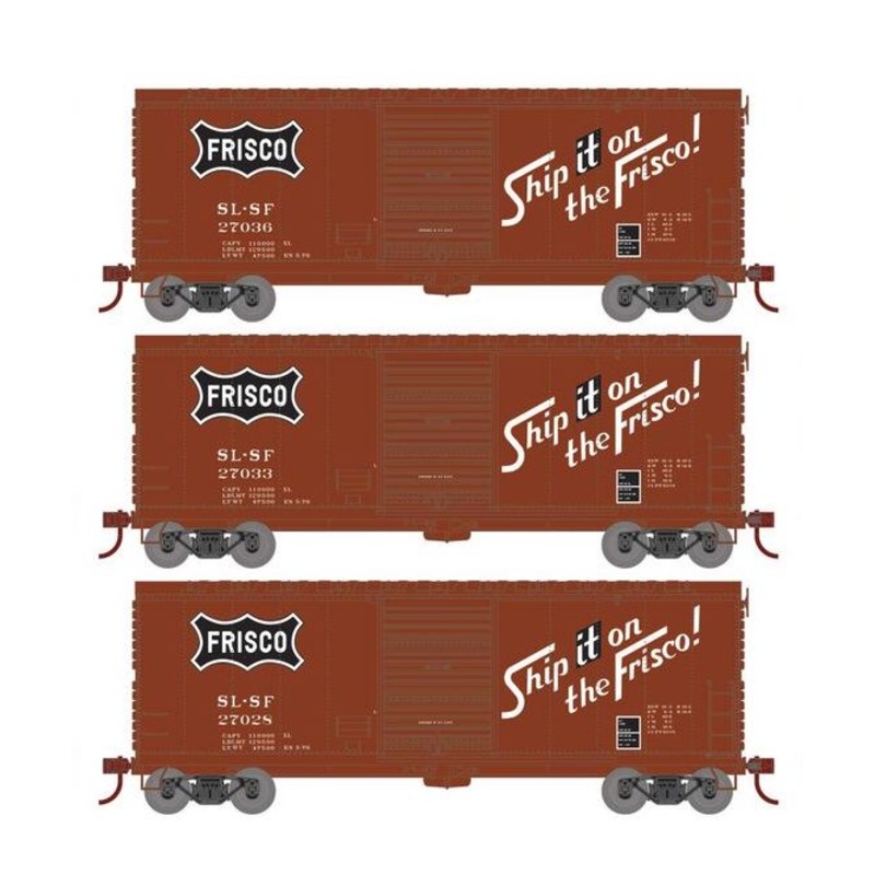 Athearn RTR 69447 HO Scale 40' Modernized Boxcar Frisco SLSF 3 Pack