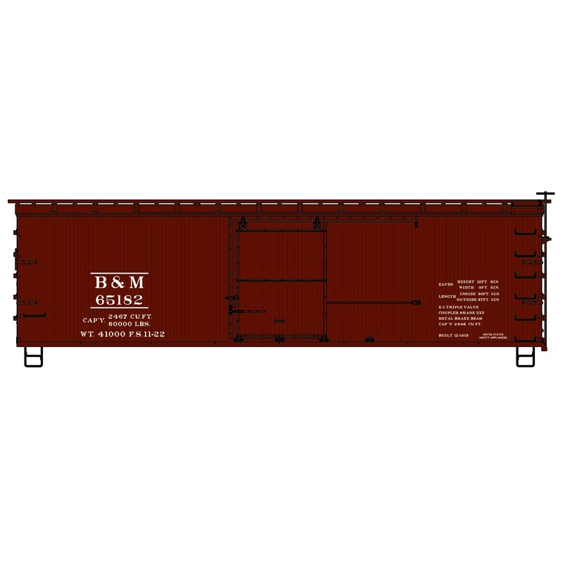 Accurail 1809 HO Scale 36' Wood Boxcar Kit  Boston & Maine B&M 65182