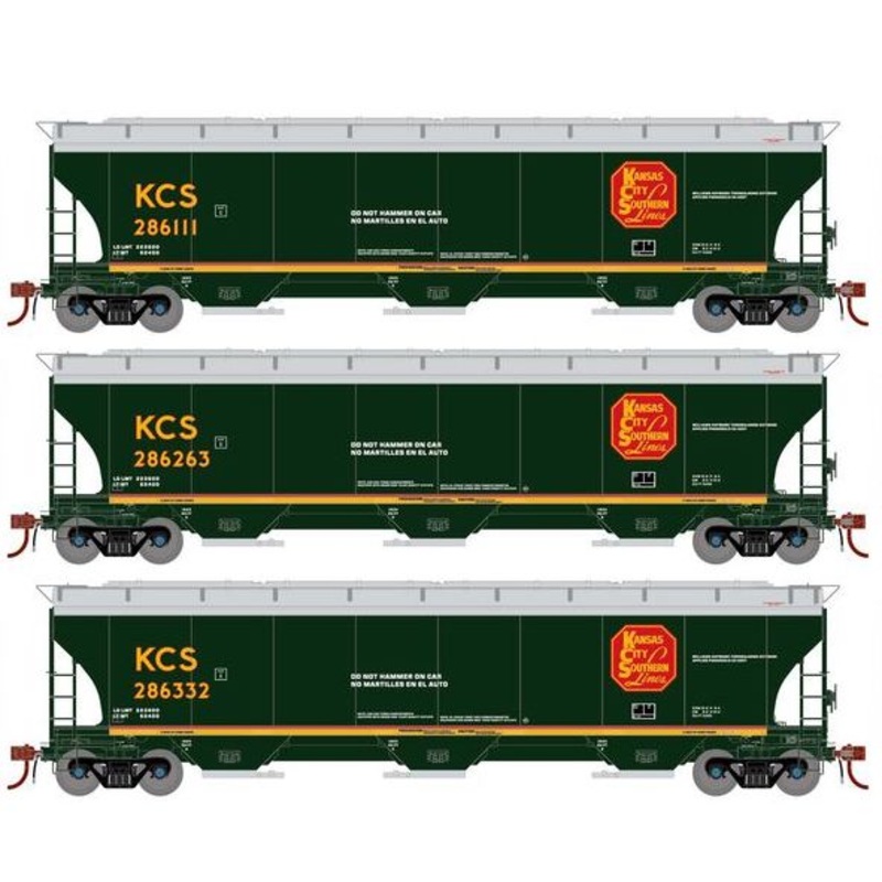Athearn Genesis G1066 HO Scale Trinity 5161 Covered Hopper Kansas City Southern KCS 3-Pack #1