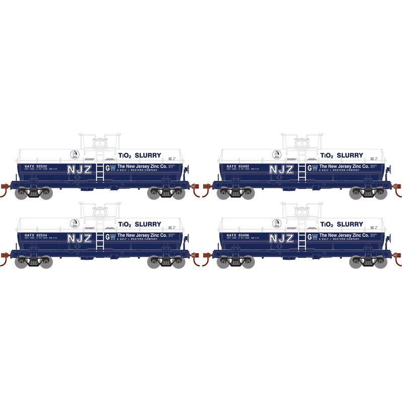 Athearn RTR 1310 HO Scale Chemical Tank New Jersey Zinc GATX 4-Pack
