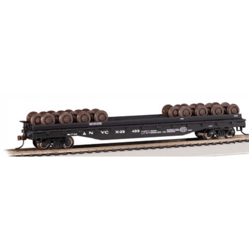 Bachmann 18936 HO Scale 55' Flatcar with Wheel Load New York Central NYC X-29499