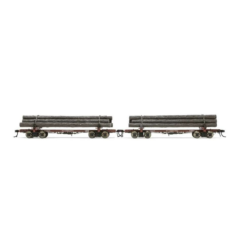 Rivarossi HO Scale HR6627 HO Scale Skeleton Log Car McCloud River 1202/1204 2 Pack