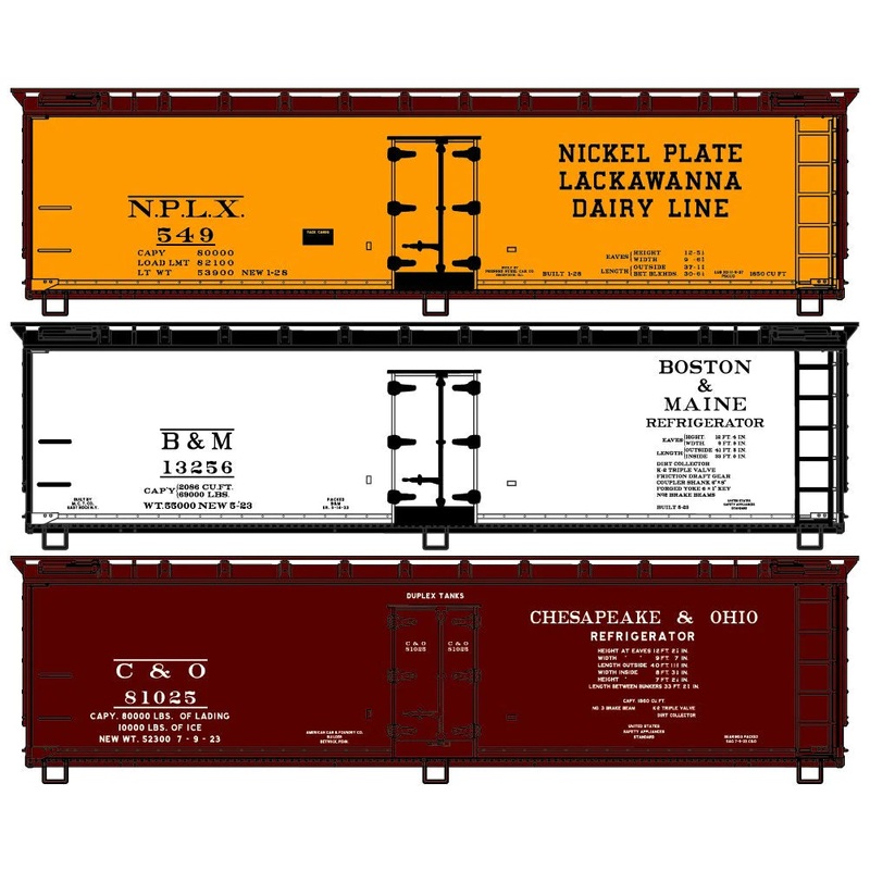 Accurail 8156 HO Scale 40' Wood Reefer Kit (C&O, B&M, Lackawanna) 3 Car Set