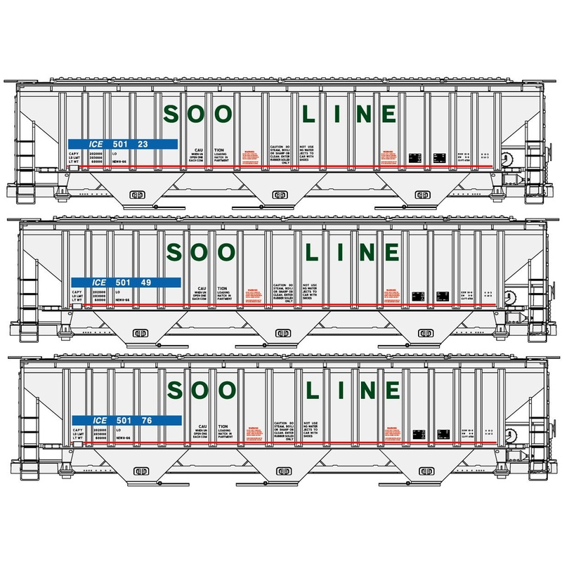 Accurail 8157 HO Scale 4750 Covered Hopper Kit 3 ICE Ex-SOO Line 3 Car Set