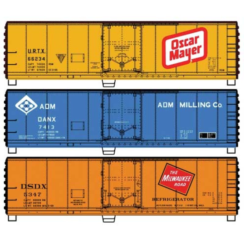 Accurail 8164 HO Scale 40' Steel Reefer Kit 3 Pack - Oscar Mayer ADM MILW