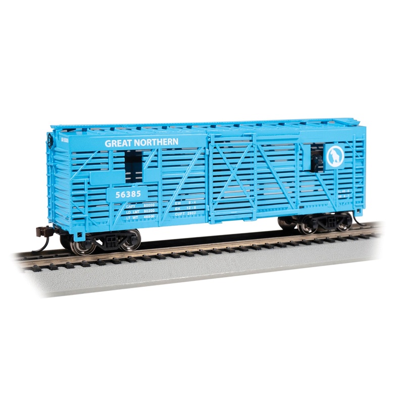 Bachmann 19714 HO Scale 40' Animated Stock Car with Cattle Great Northern GN 56385