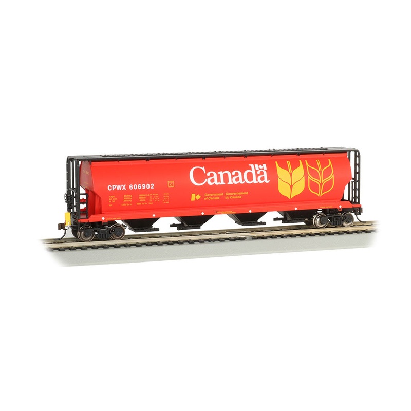 Bachmann 73801 HO Scale 4 Bay Covered Hopper with EOT Canada Grain CPWX