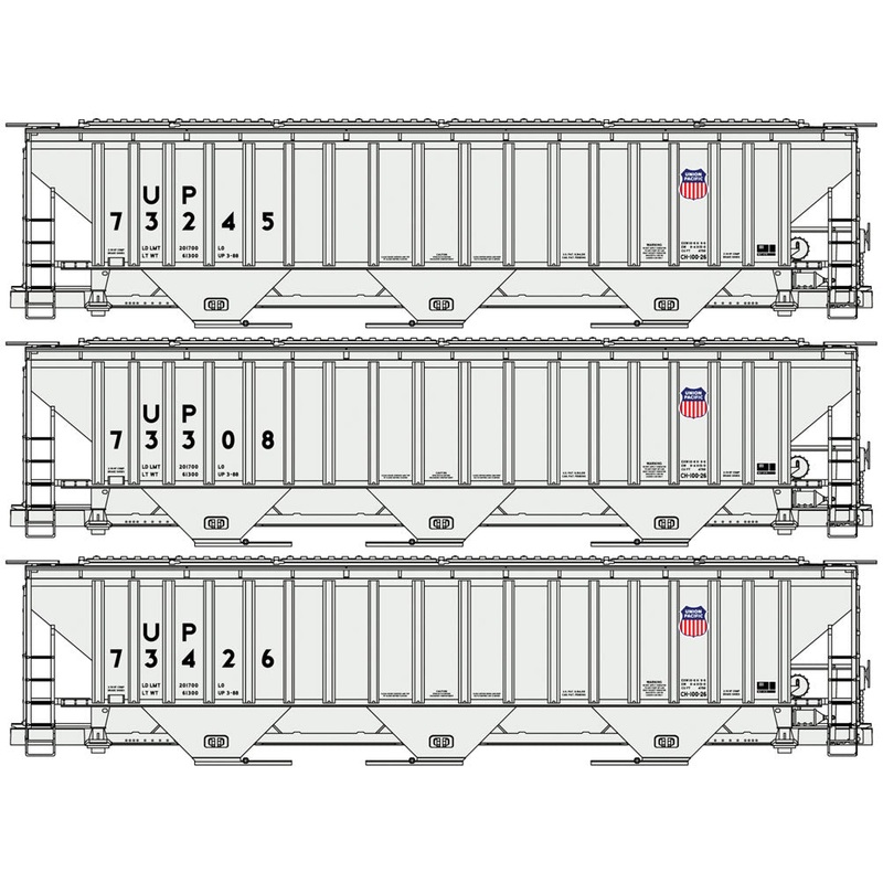 Accurail 8138 HO Scale PS 4750 Covered Hopper Kit 3 Pack Union Pacific UP