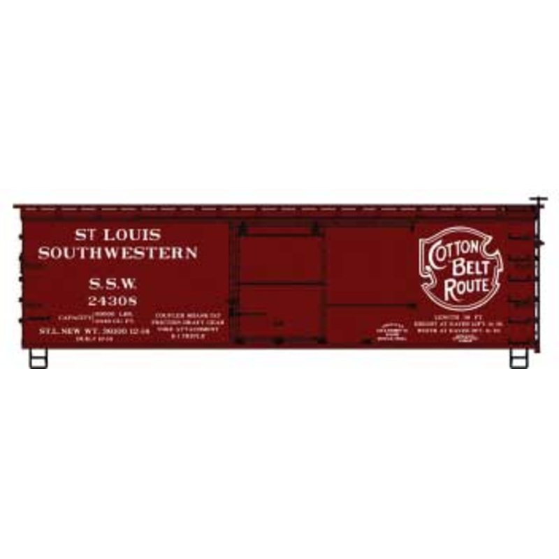 Accurail 1314 HO Scale 36' Double Sheath Boxcar Kit Cotton Belt SSW 24308