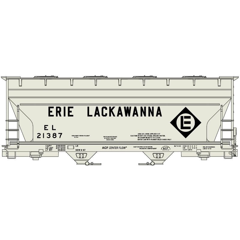 Accurail 2204 HO ACF 2-Bay Covered Hopper Eire Lackawanna EL 21387 Kit