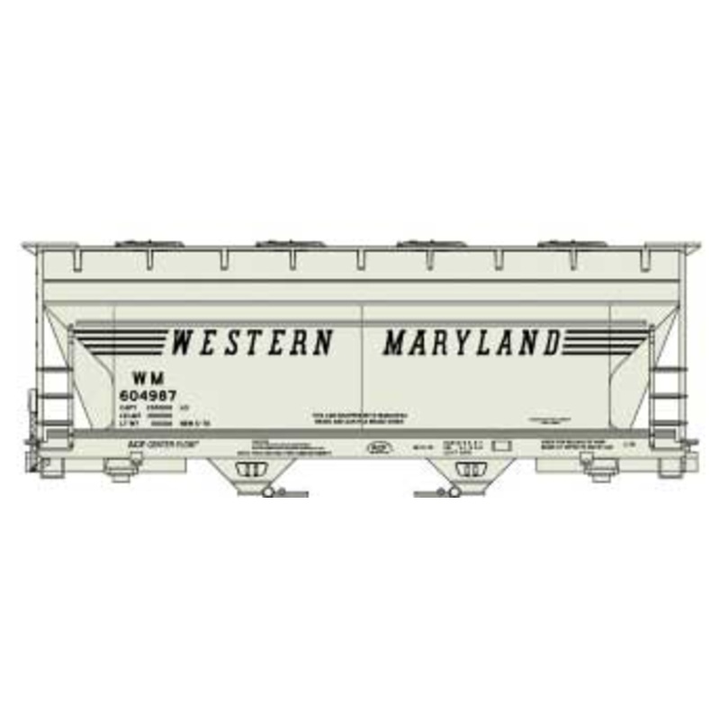 Accurail 2217 HO ACF 2-Bay Covered Hopper Kit Western Maryland WM 604987