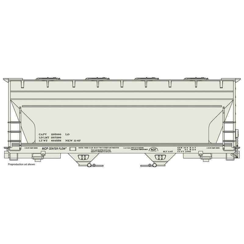 Accurail 2296 HO ACF 2-Bay Covered Hopper Gray Data Only Kit