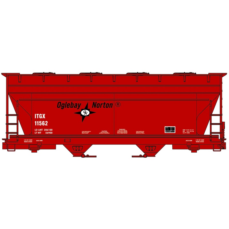 Accurail 81712 HO Scale ACF 2 Bay Covered Hopper Kit Oglebay Norton ITGX 11562