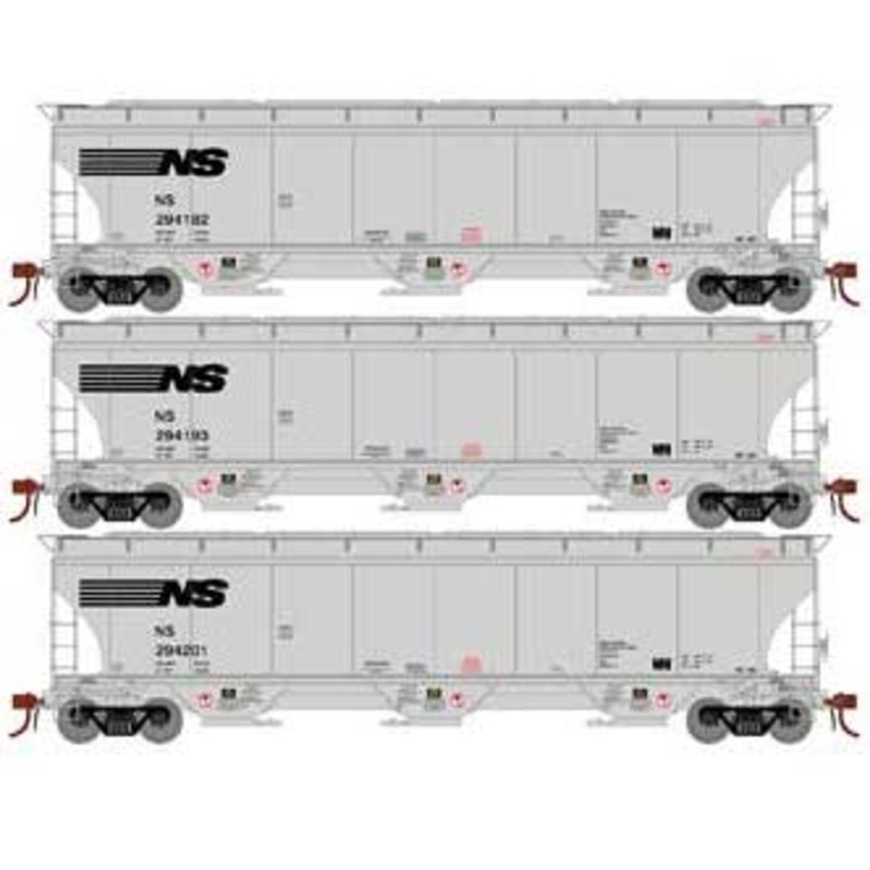Athearn Genesis G97169 HO Scale Trinity 3 Bay Covered Hopper Norfolk Southern NS 3 Pack #1