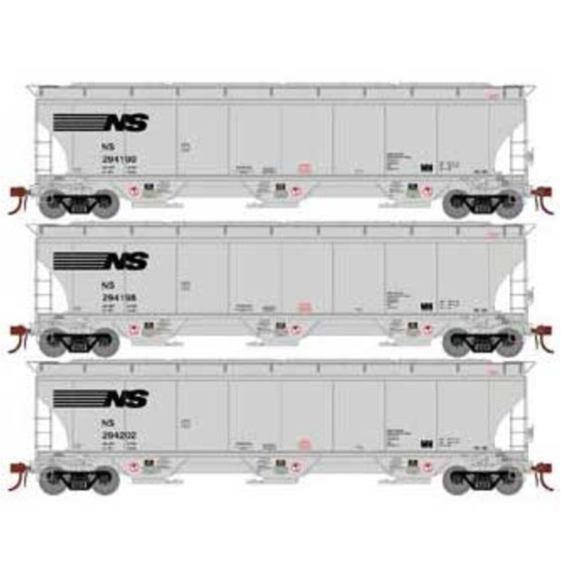 Athearn Genesis G97170 HO Scale Trinity 3 Bay Covered Hopper Norfolk Southern NS 3 Pack #2