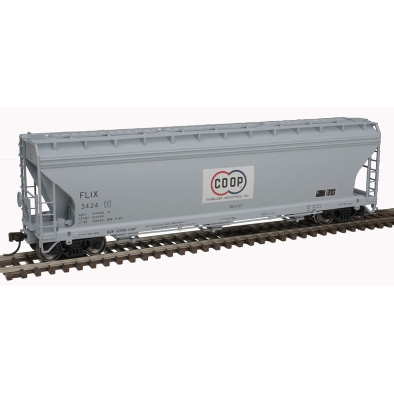 Atlas 20006944 HO Scale 3 Bay Covered Hopper Farmland CO-OP FLIX 3433