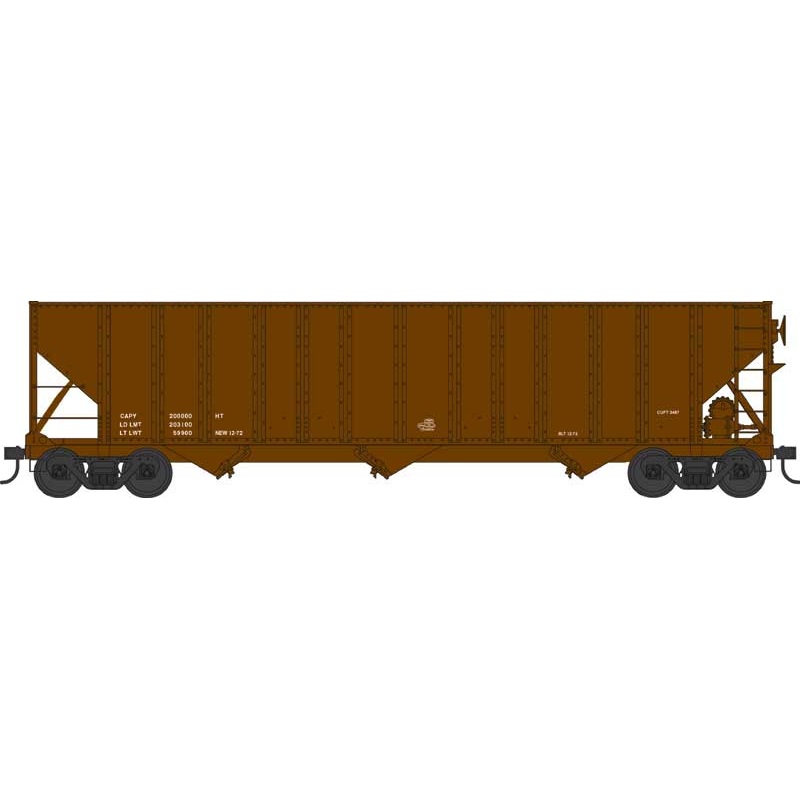 Bowser 43200 HO Scale 100 Ton 3-Bay Hopper Brown Dimensional Data Only