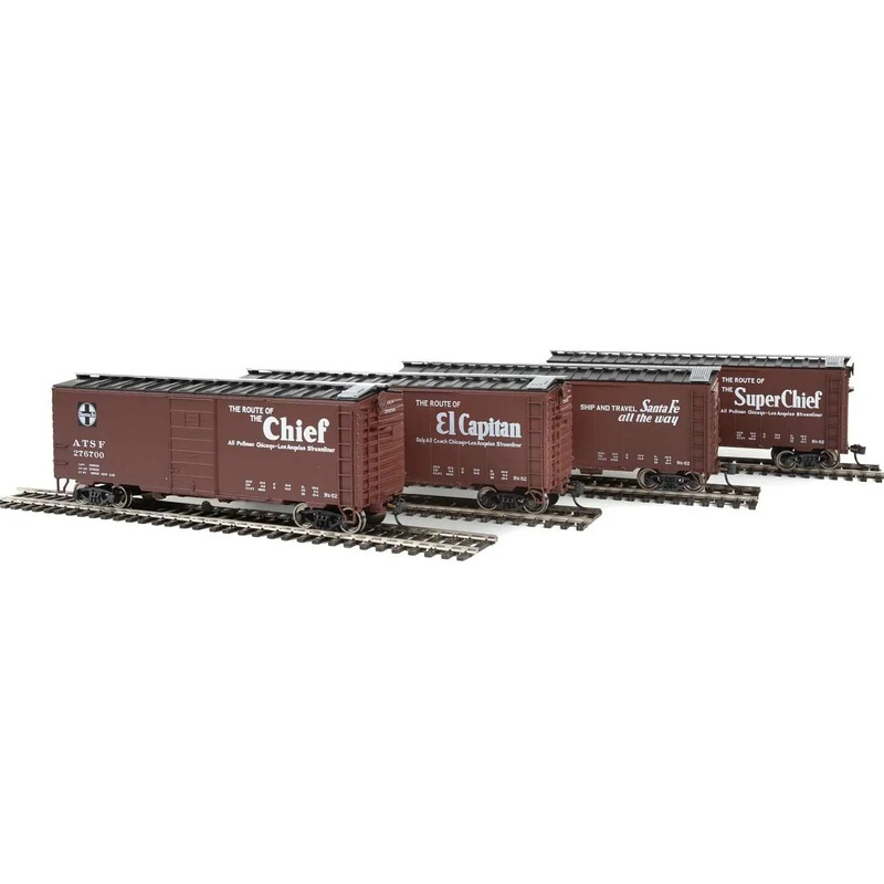 Walthers Mainline 910-51400 HO Scale 40' PS-1 Boxcar Santa Fe ATSF 4 Pack (Ship and Travel) - NOS